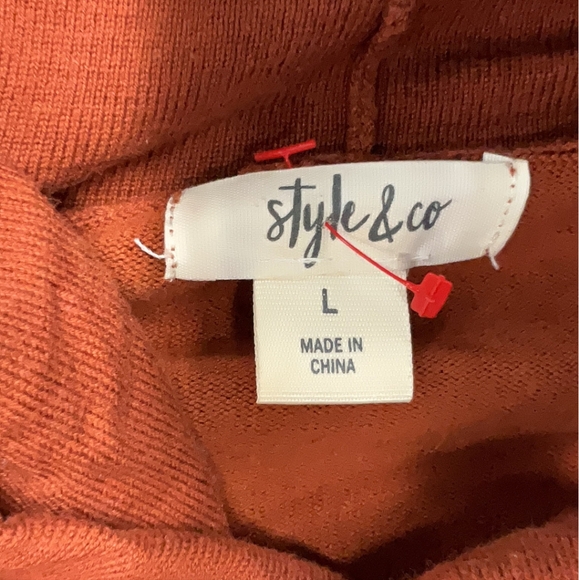 Style & Co Women's Rust Cowl Neck Sweater with Fringe - Size Large - Picture 5 of 5